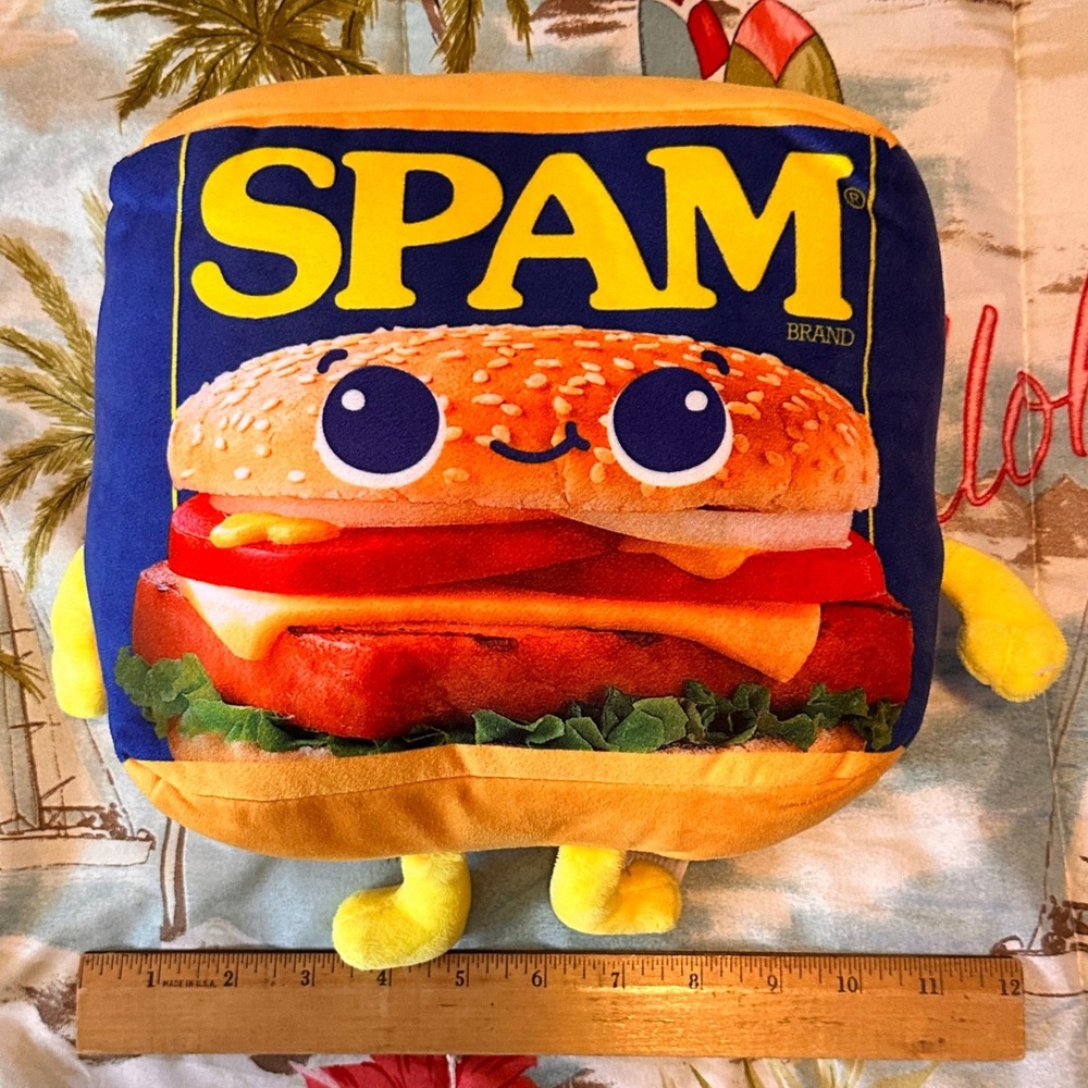 Spam Brand Burger Plush Pillow Fiesta Soft Food Mascot Blue Yellow - Picture 3 of 8